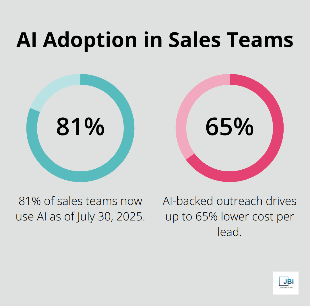Chart showing 81% of sales teams use AI as of July 30, 2025 - inside sales trends